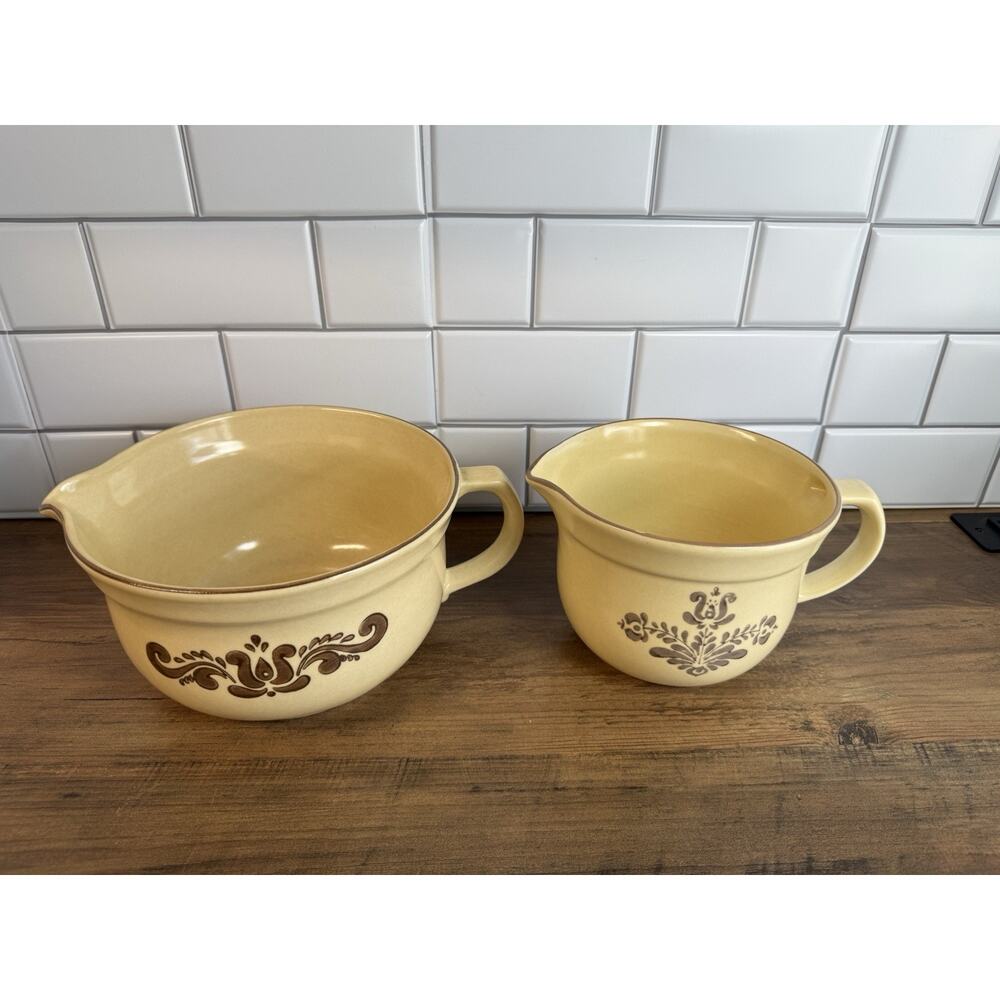 2 Vintage Pfaltzgraff Village Stoneware Batter Bowls